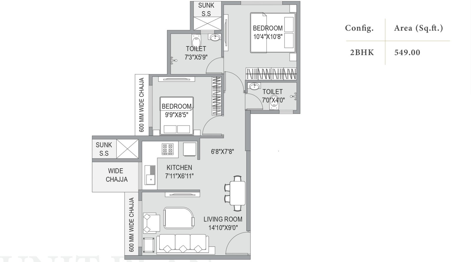 Southfield-Gravity-Floor-Plan-2-BHK-549-Sqft